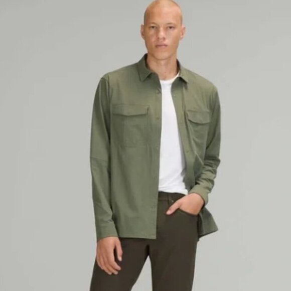 Lululemon Double Pocket Long Sleeve Overshirt Green Twill Men's Size XL - Picture 1 of 6